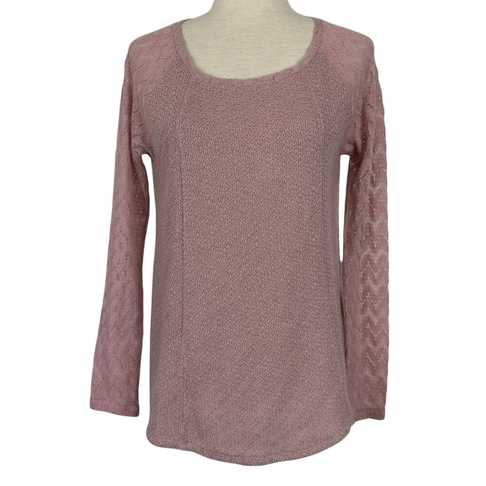 Anthropologie Top One September Small Thermal Dusty Pink Lace Western Boho